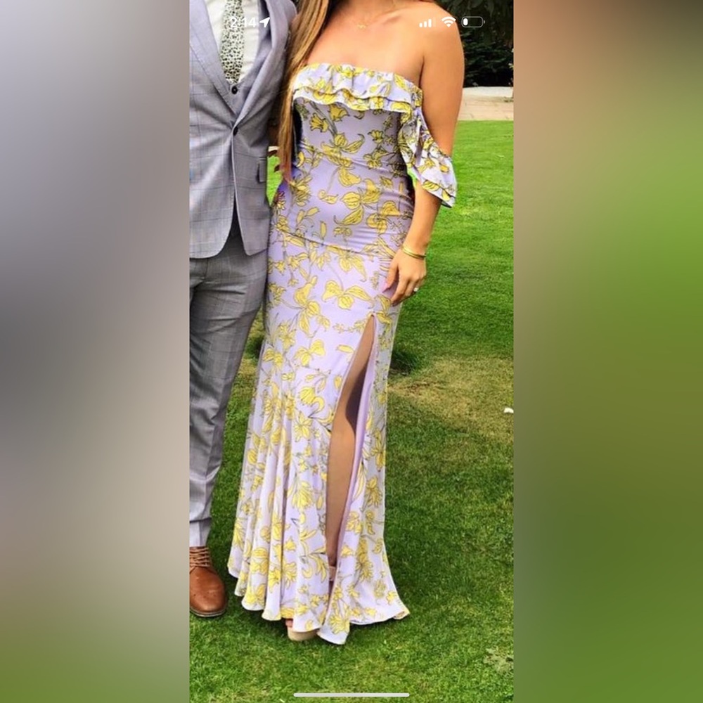 Lulu’s strapless dress - lilac and yellow floral
